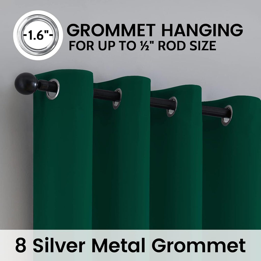 SimpleHome 100% Blackout Curtains for Bedroom, Thermal Insulated Dark Green Grommet Window Drapes Room Darkening Curtains for Living Room wi…