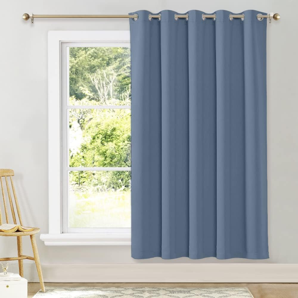 NICETOWN Bedroom Window Blackout Curtain Panel - Thermal Insulated Blackout Drape/Drapery for Loft, Guestroom (Stone Blue, 1 Panel, 70 x…