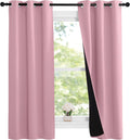Nicetown 100% Blackout Short Curtains with Black Liners, 2 Panels, 37"W by 63"L, Crystal Pink, Solid Thermal Insulated Full Blackout 2-Laye…