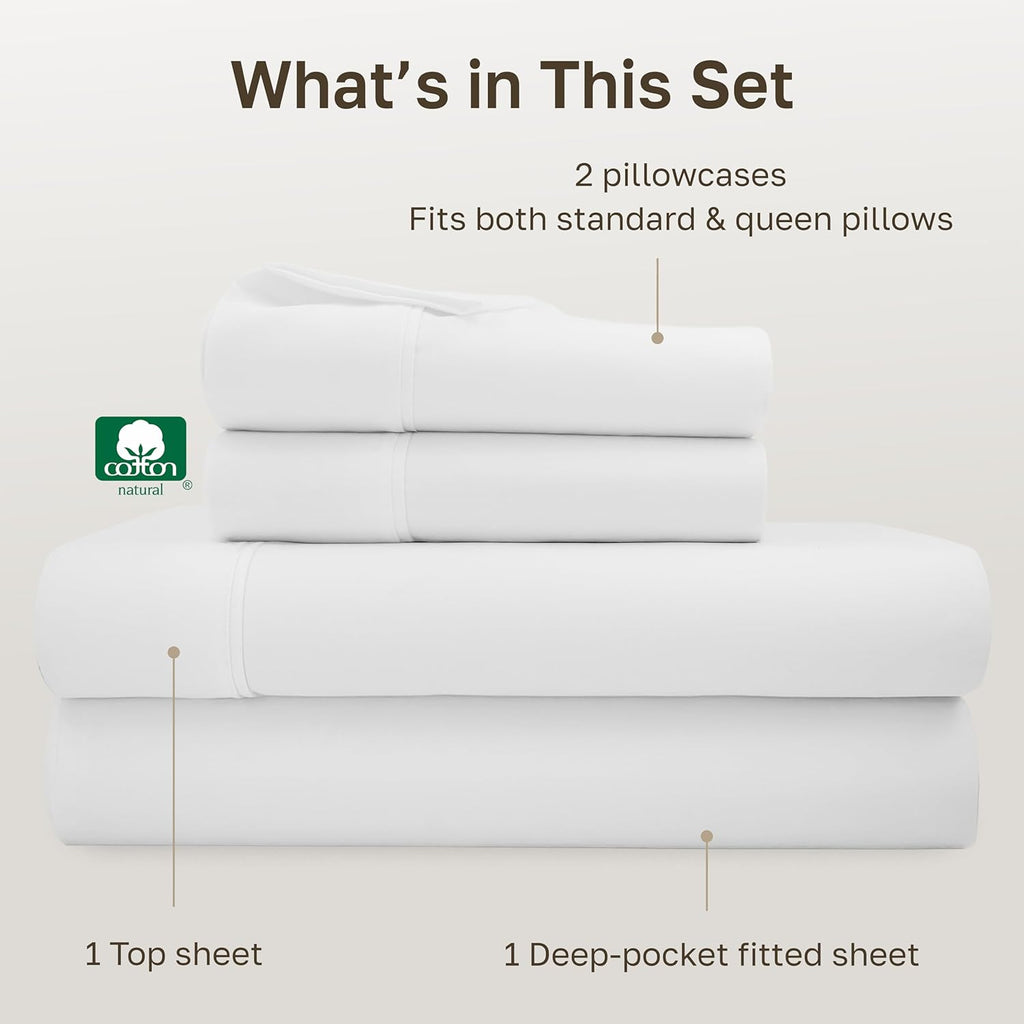 CaliforniaDesignDen California Design Den Soft 100% Cotton Queen Size Bed Sheets Set, 400 TC Good Housekeeping Award Winner, Silky Sateen W…