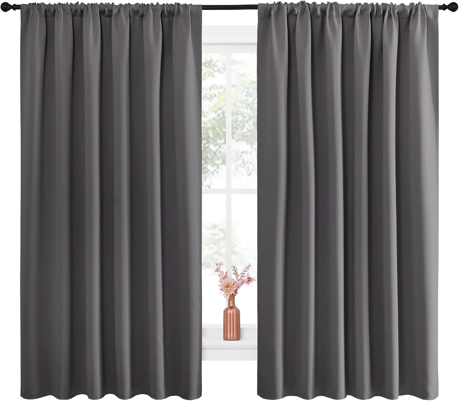 NICETOWN Blackout Curtain Panels for Window - Thermal Insulated Rod Pocket Blackout Drapes/Draperies for Dining Room (2 Panels, W70 x L63…