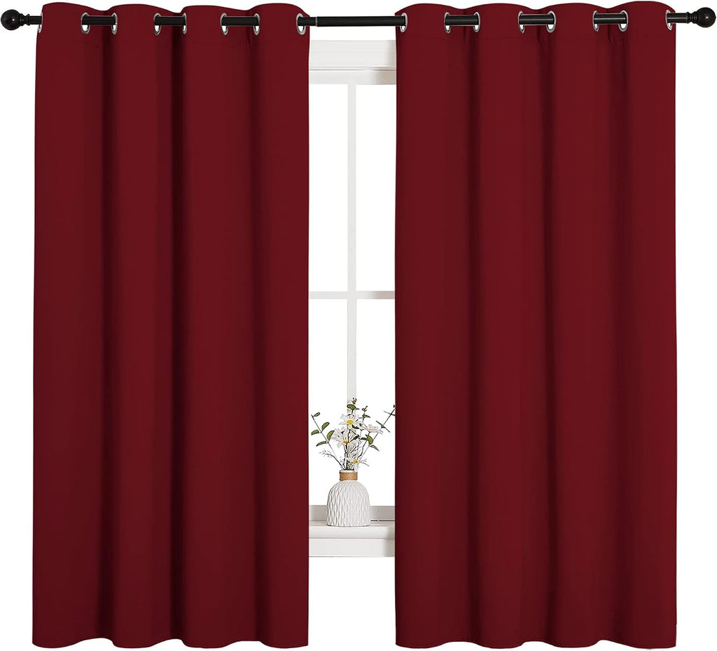 NICETOWN Christmas Burgundy Window Curtains Blackout Drapes, Thermal Insulated Solid Grommet Blackout Curtains/Draperies for Laundry Room…
