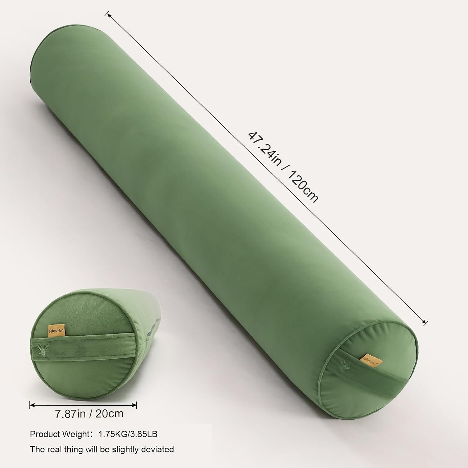 Body Pillow for Adults, Long Round Pillow, Big Cylindrical Pillow, Large Full Bolster Pillows for Side Sleepers (Olive Green, 47.24"*7.87")