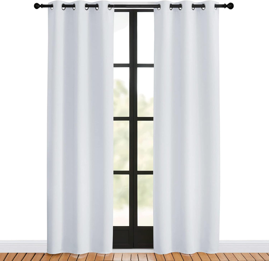 Nicetown Room Darkening Curtains for Living Room, 34 by 80, 2 Panels, Greyish White, easy maintenance Solid Thermal Insulated Silver…
