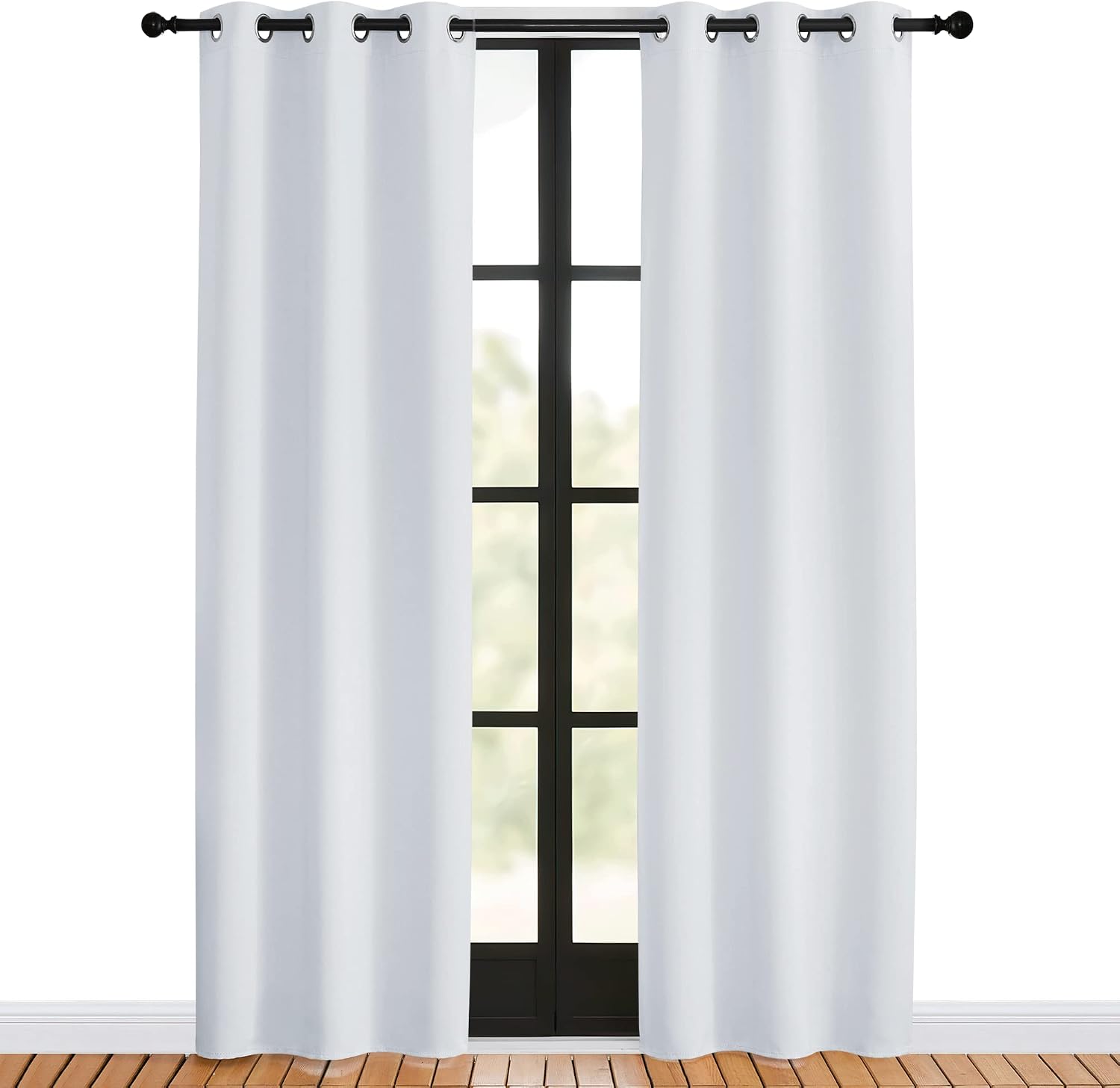 Nicetown Room Darkening Curtains for Living Room, 34 by 80, 2 Panels, Greyish White, easy maintenance Solid Thermal Insulated Silver…