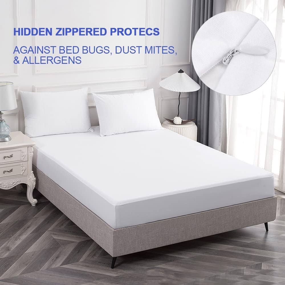 Nokolulu Waterproof Pillow Protector Zippered - Pillow Protectors Case Cover - Soft & Breathable Feather Proof Pillow Encasement 20 x 28 In…