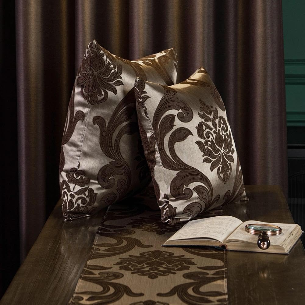 NAPEARL Throw Pillow Covers-Set of 2 Cushion Covers with Jacquard Patterns, Brown Decorative Pillowcase for Couch, Sofa, Bed, Attractive…