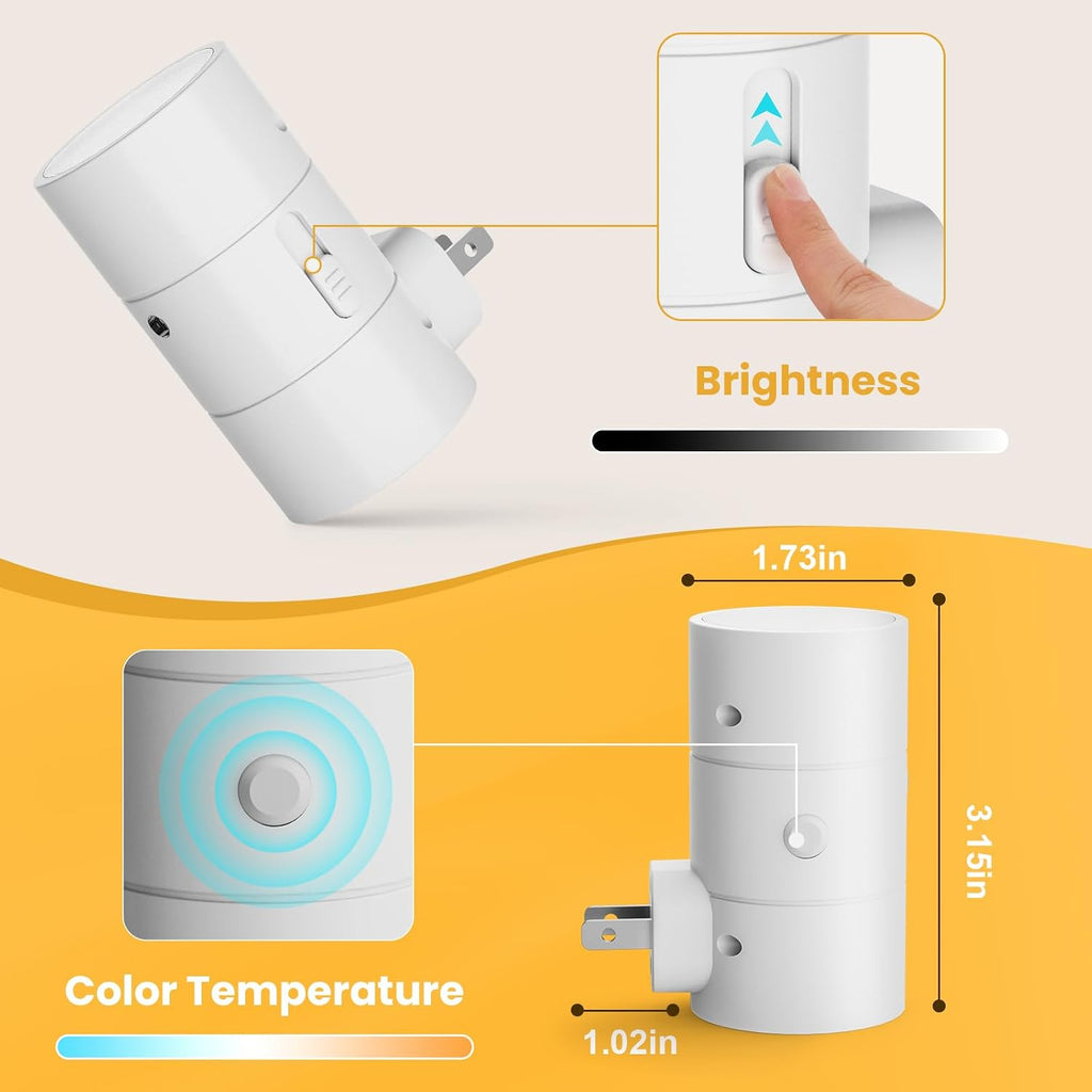 Volisun Night Lights Plug into Wall, Dimmable LED Nightlight with Dusk to Dawn Light Sensor, 0-100LM Adjustable Brightness, 3 Color Tempera…
