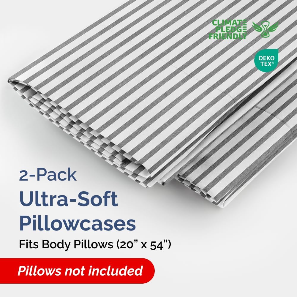 Body Pillowcases Set of 2-20x54 Long Body Pillow Case - Soft Body Pillow Cover for Sleeping & Side Sleepers - Comfy, Wrinkle & Fade Free…