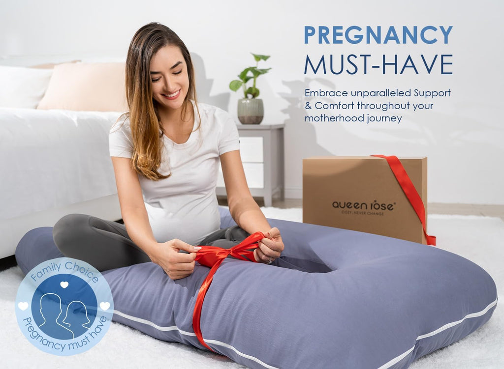 QUEEN ROSE Pregnancy Pillows, 60 Inch Cooling U Shaped Body Pillow for Sleeping, Extra Long Maternity Pillow for Pregnant Women, Body…