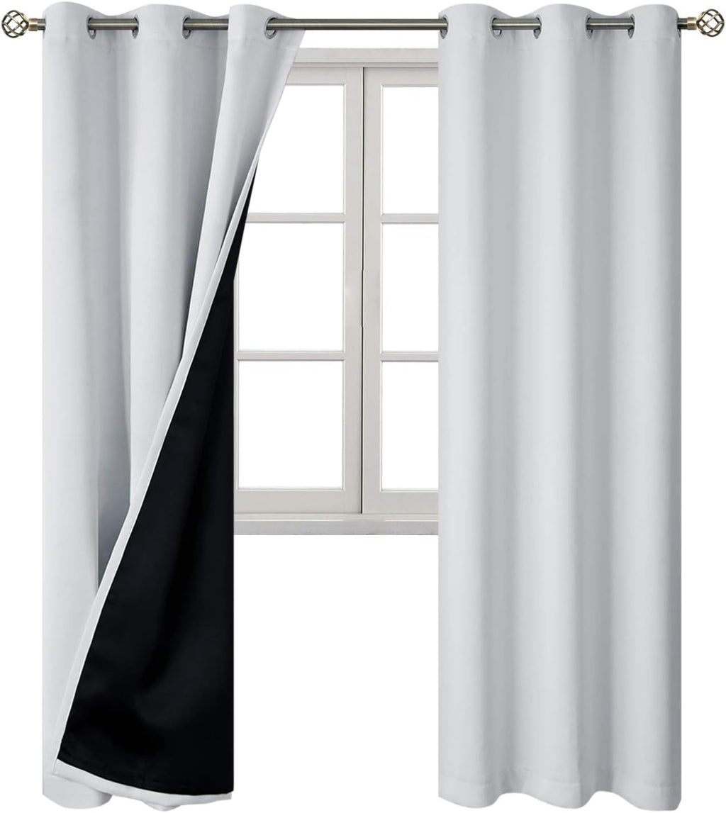 BGment Thermal Insulated 100% Blackout Curtains for Bedroom with Black Liner, Double Layer Full Room Darkening Noise Reducing Grommet Curta…