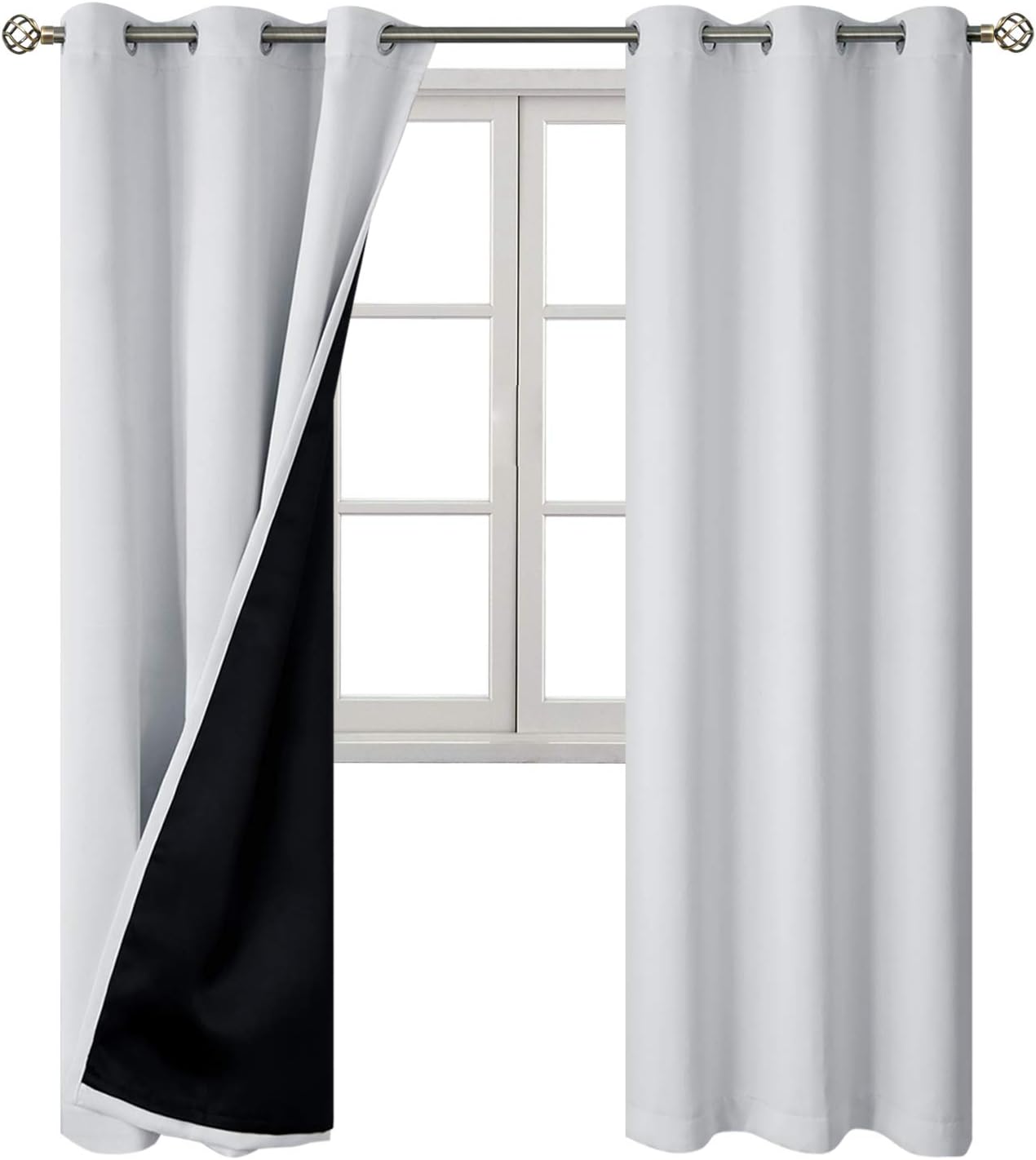 BGment Thermal Insulated 100% Blackout Curtains for Bedroom with Black Liner, Double Layer Full Room Darkening Noise Reducing Grommet Curta…