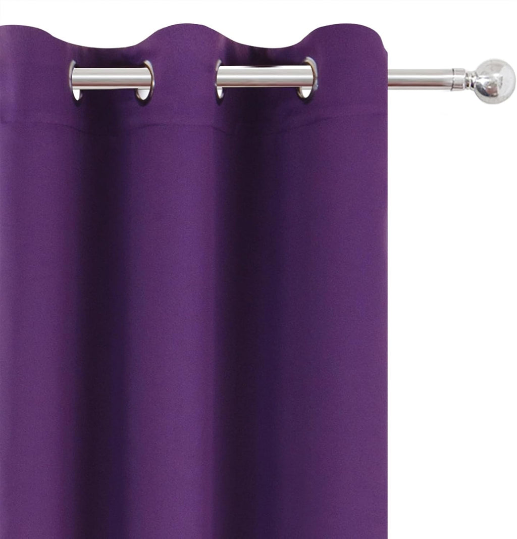 Lemomo Blackout Curtains 66 x 54 Inch Long Purple Curtains Set of 2 Panels Room Darkening Curtains for Bedroom and Living Room 54 Inch silv…