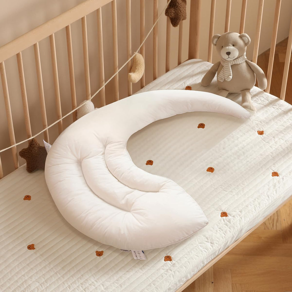 Choc chick Curve Long Toddler Kids Body Pillow for Sleeping, 34x27 inches Moon Shape Soft Child Hug Pillow, 100% Natural Cotton…