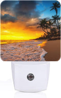 Sunset Beach Night Light, Plug Into Wall with Dusk to Dawn Light Sensors, Warm Nightlights for Bedroom, Bathroom, Hallway, Kitchen, Gifts…