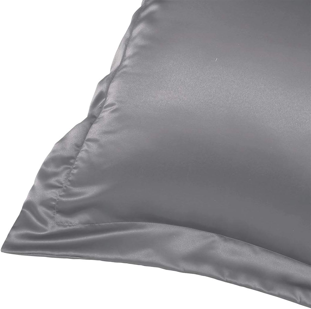 PiccoCasa 2 Pack Satin Pillowcase for Hair and Skin, Euro Sham Pillow Covers Soft Silky Oxford Pillow Cases with Envelope Closure Queen(20"…
