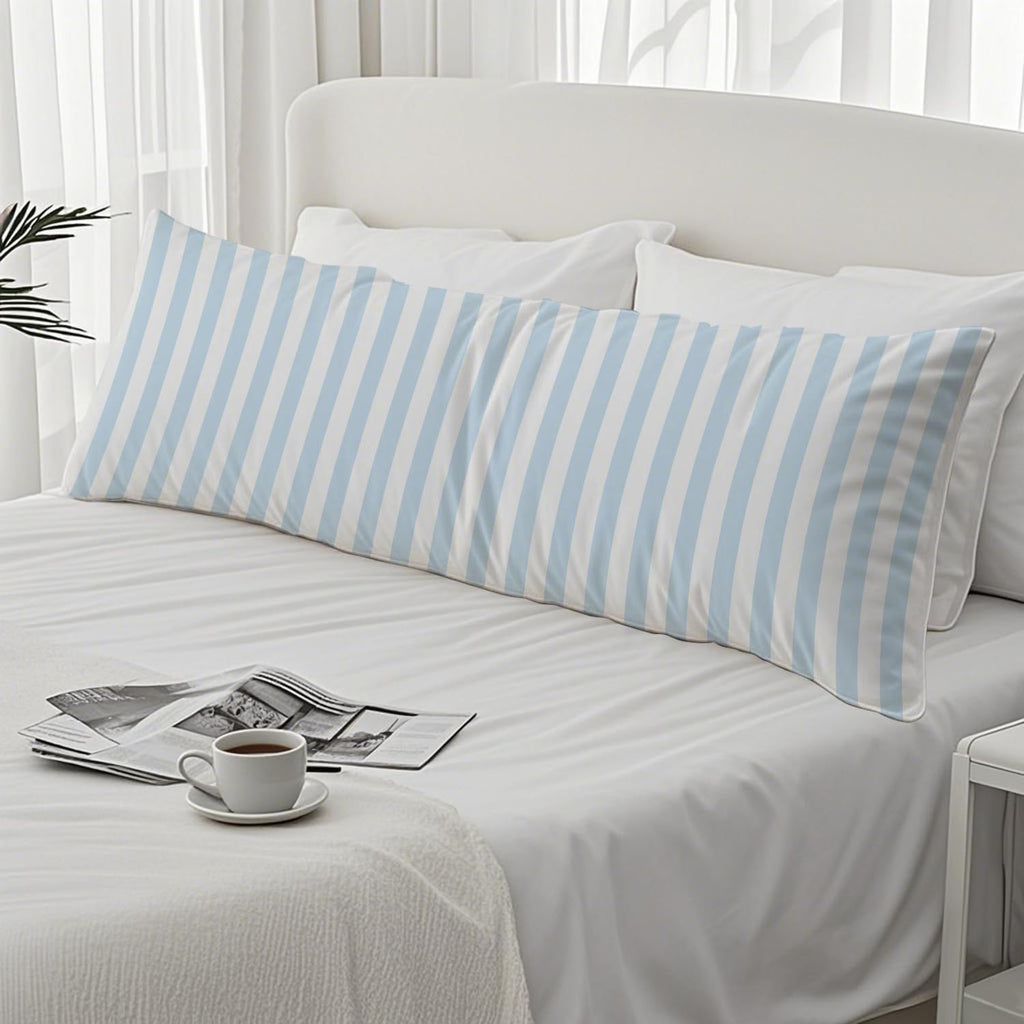 Light Blue Striped 20x54 Body Pillow Cover, Preppy Room Dorm Decor, Blue and White Line Coastal Decorative Long Body Pillow Cases for Bed…