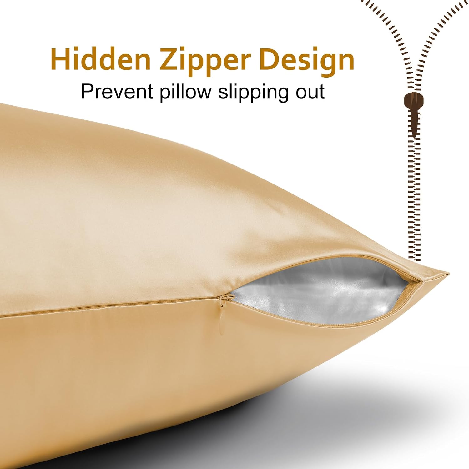 Ravmix Silk Pillow Cases with Zipper, 21momme Mulberry Silk Pillowcase for Hair Skin everyday comfort, Soft Smooth Breathable Cool Pillow…