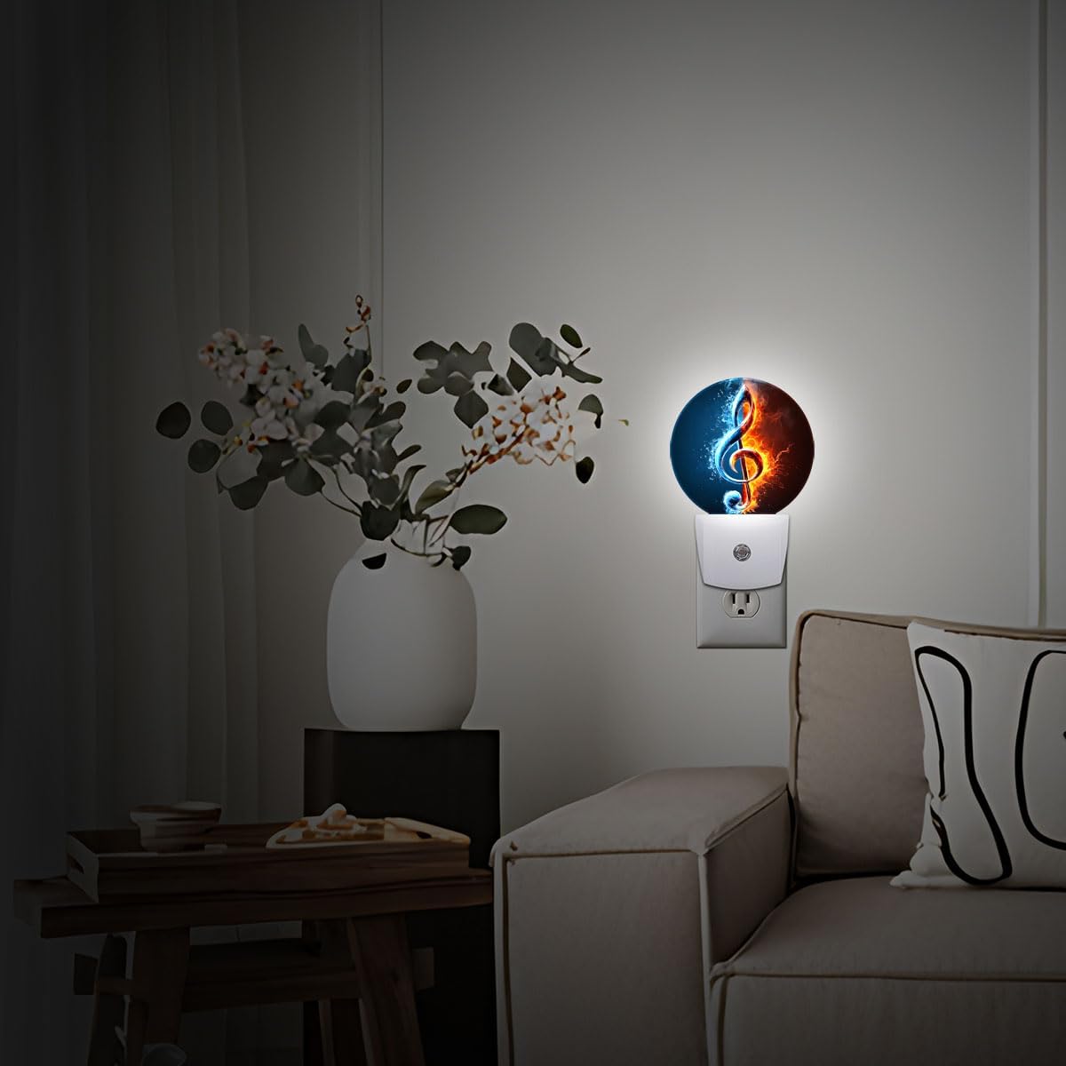 Music Note Night Light Plug-in Sleep Lamp Led Dusk to Dawn Night Light for Bedroom