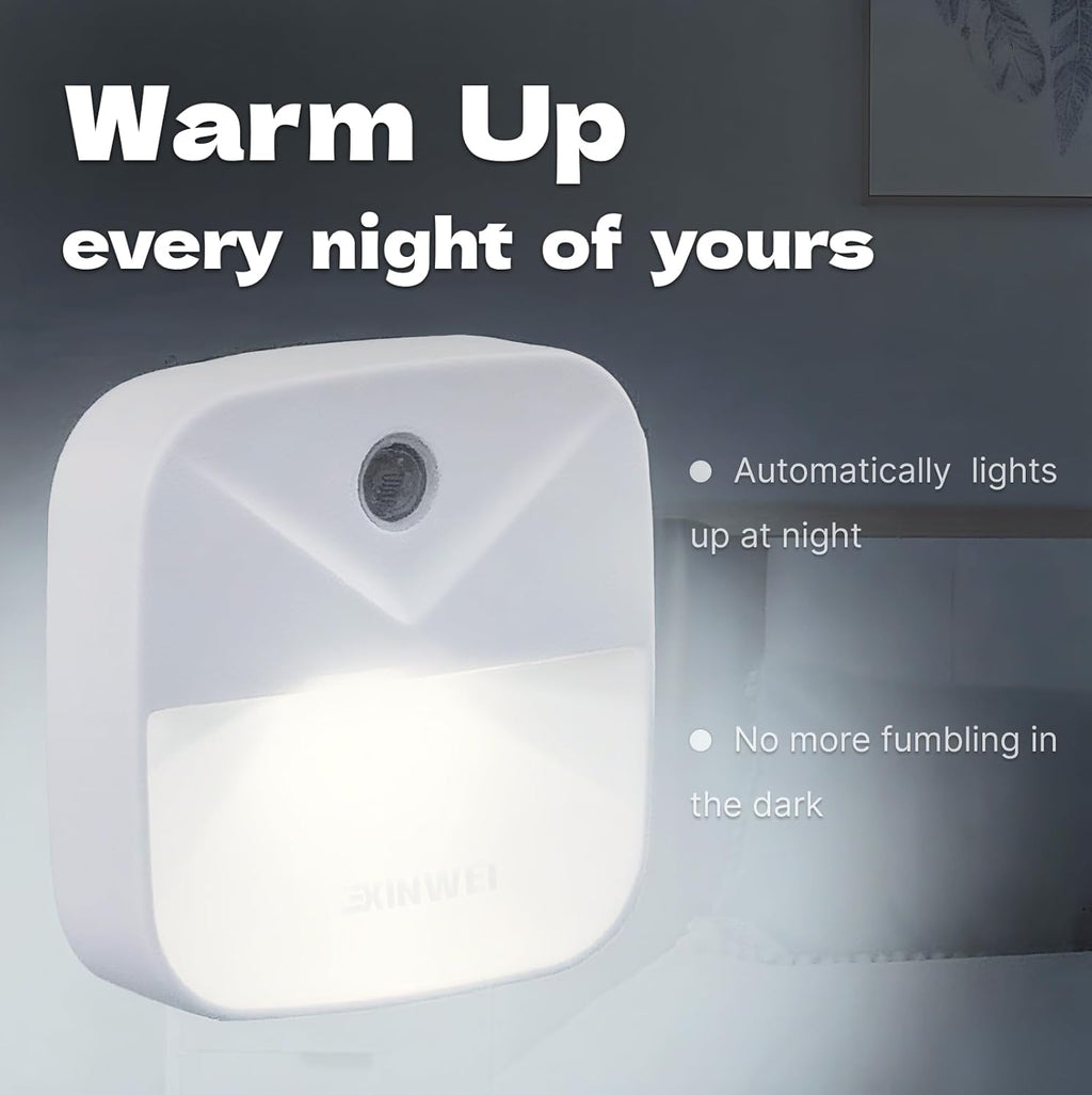 Night Lights Plug into Wall, Automatic LED Night Light with Dusk to Dawn Sensor, Modern V-Groove Design Square Night Lite for Hallway…