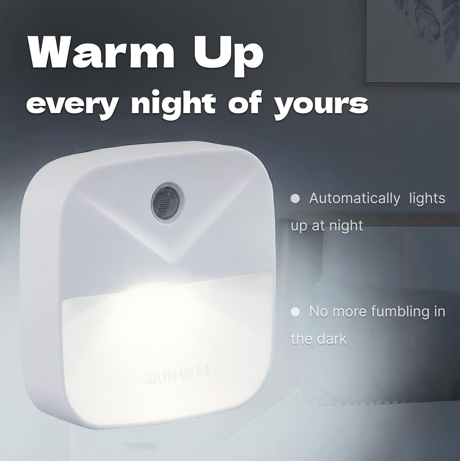 Night Lights Plug into Wall, Automatic LED Night Light with Dusk to Dawn Sensor, Modern V-Groove Design Square Night Lite for Hallway…