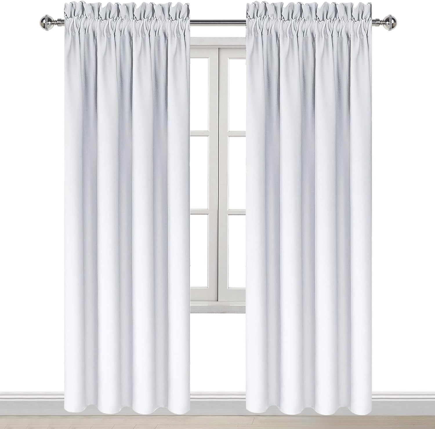 Dwcn Blackout Curtains for Bedroom – Thermal Insulated Room Darkening Drapes for Living Room, Greyish White, W 42 x L 84 Inch, Set of 2 Rod…