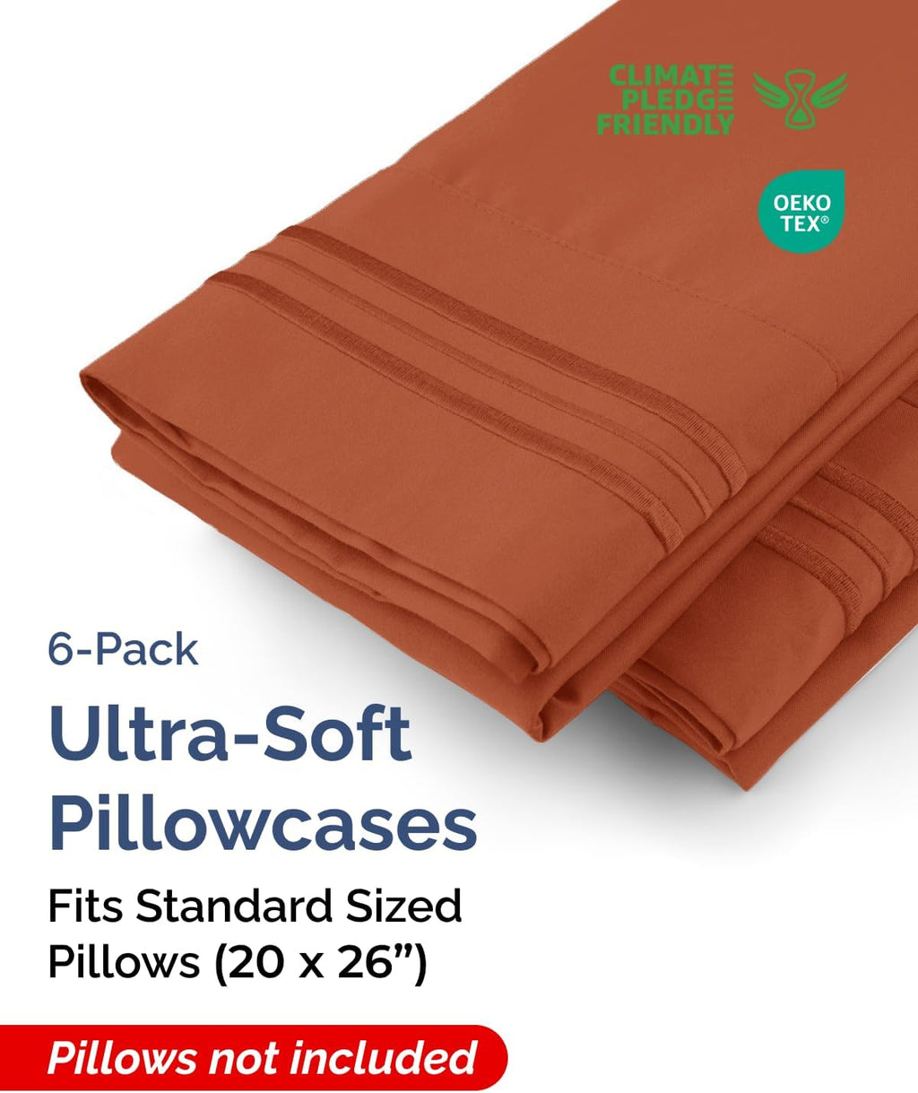 Standard Pillow Cases Set of 6 - Ultra Soft Hotel Quality Pillowcase Covers - Comfy & Wrinkle Free - Shrink & Fade Resistant - Machine…