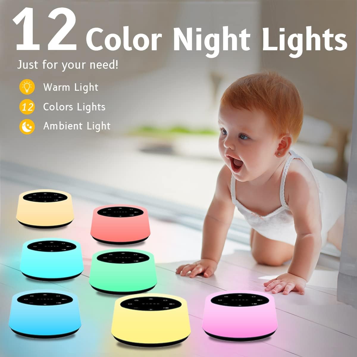 ColorsNoise Sound Machine and White Noise Machine with 30 Soothing Sounds 12 Colors for Kids Adult Baby Night Light with Memory Function…