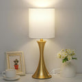 Gold Bedside Lamp Touch Control Table Lamp for Bedroom, 3-Way Dimmable Nightstand Lamp with White Shade, Modern Table Lamp for Living…