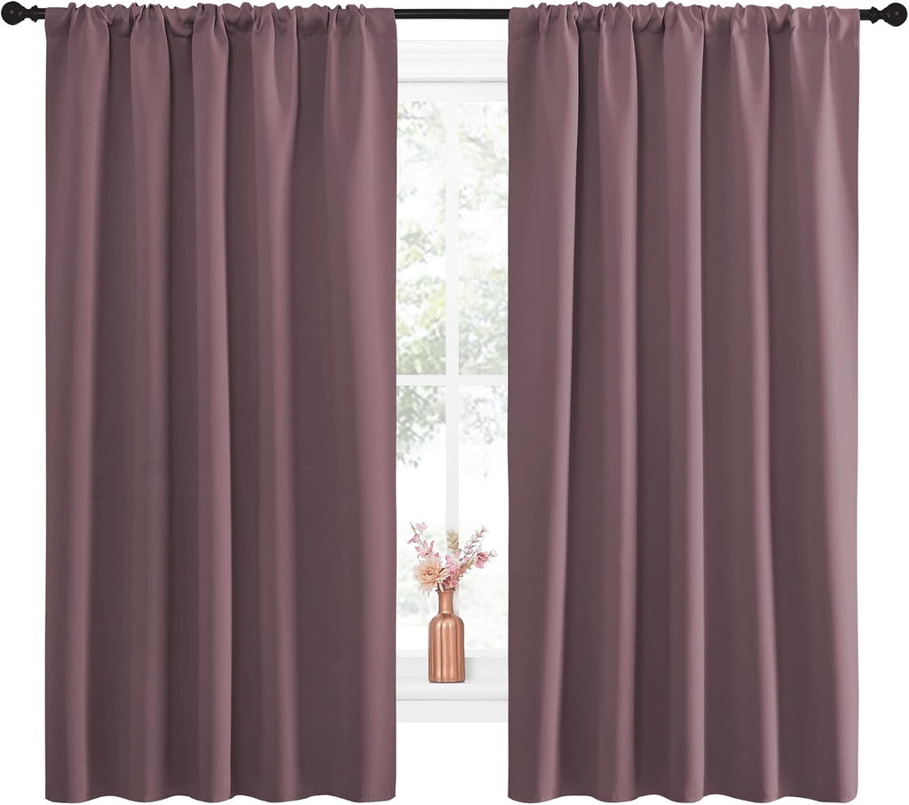 NICETOWN Blackout Curtains for Living Curtains, Room Darkening Curtains & Drapes for Kids Bedroom, Home Decoration Draperies (Dry Rose…