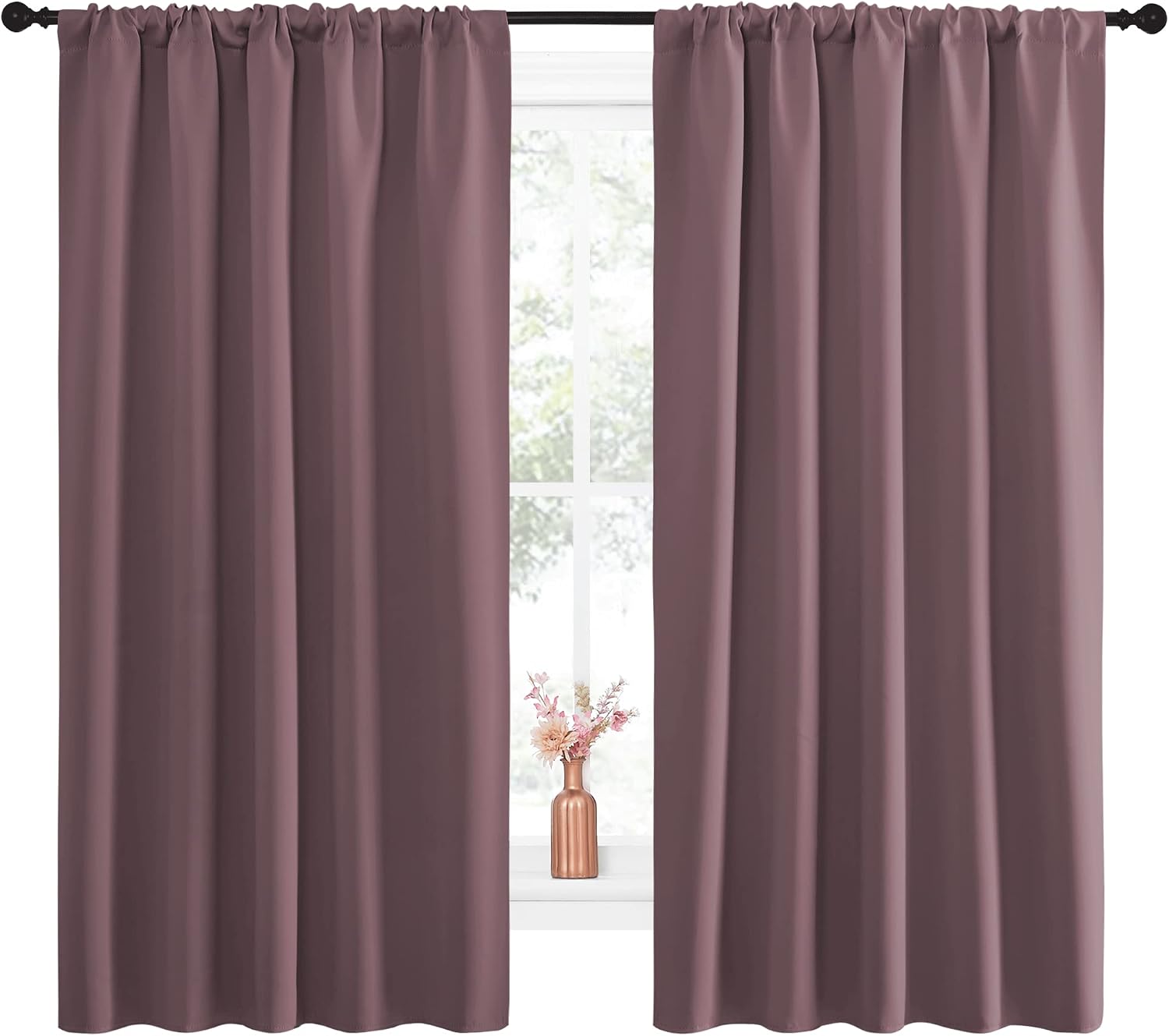 NICETOWN Blackout Curtains for Living Curtains, Room Darkening Curtains & Drapes for Kids Bedroom, Home Decoration Draperies (Dry Rose…