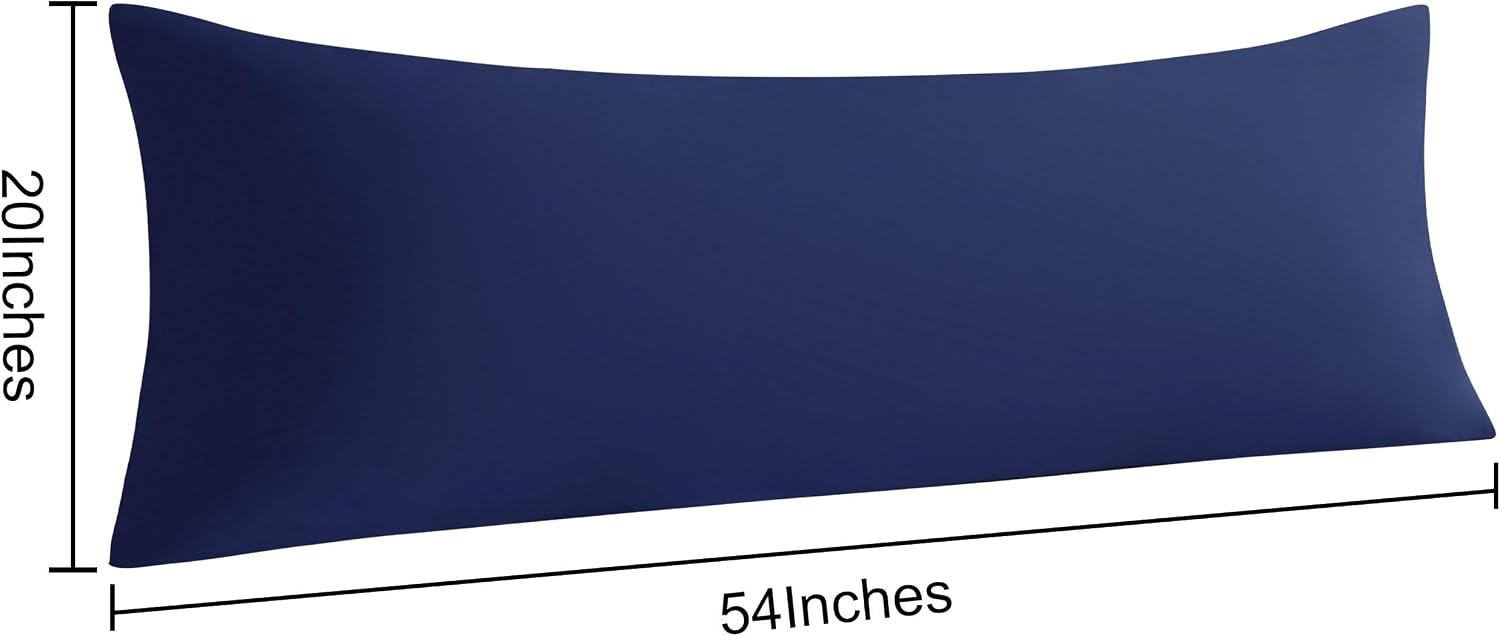 Ntbay Body Pillow Cases Set of 2, 2 Pack Brushed Microfiber 20x54 Pillow Cases, Soft, Wrinkle, Fade, Stain Resistant Navy Blue Pillow Cases…