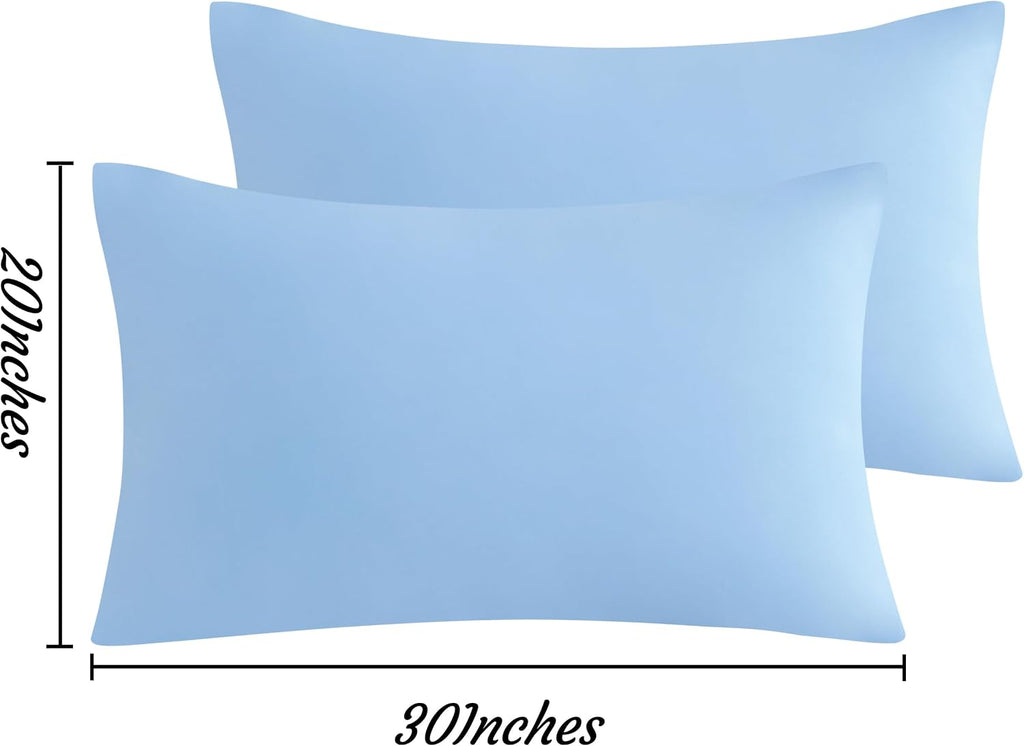 Ntbay Queen Pillow Cases Set of 2, 2 Pack Brushed Microfiber 20x30 Pillow Cases, Soft, Wrinkle, Fade, Stain Resistant Sky Blue Pillow Cases…