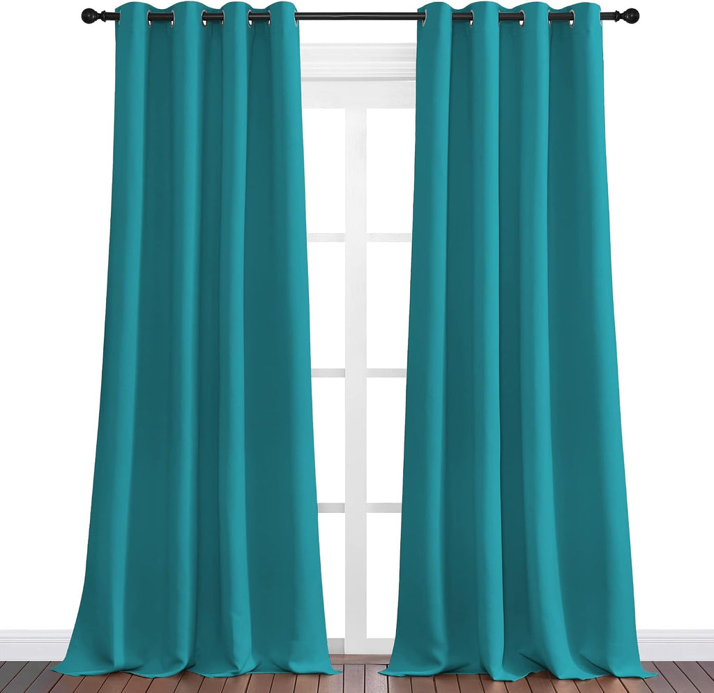 Nicetown Room Darkening Curtains 102 inch Length 2 Panels, Peacock Teal, 2 Pieces, W55, Thermal Insulated Grommet Blackout Curtains for Mod…