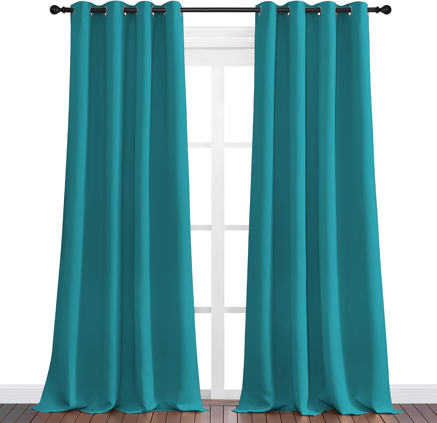 Nicetown Room Darkening Curtains 108 inch Length 2 Panels, Peacock Teal, 2 Pieces, W55, Thermal Insulated Grommet Blackout Curtains for Mod…