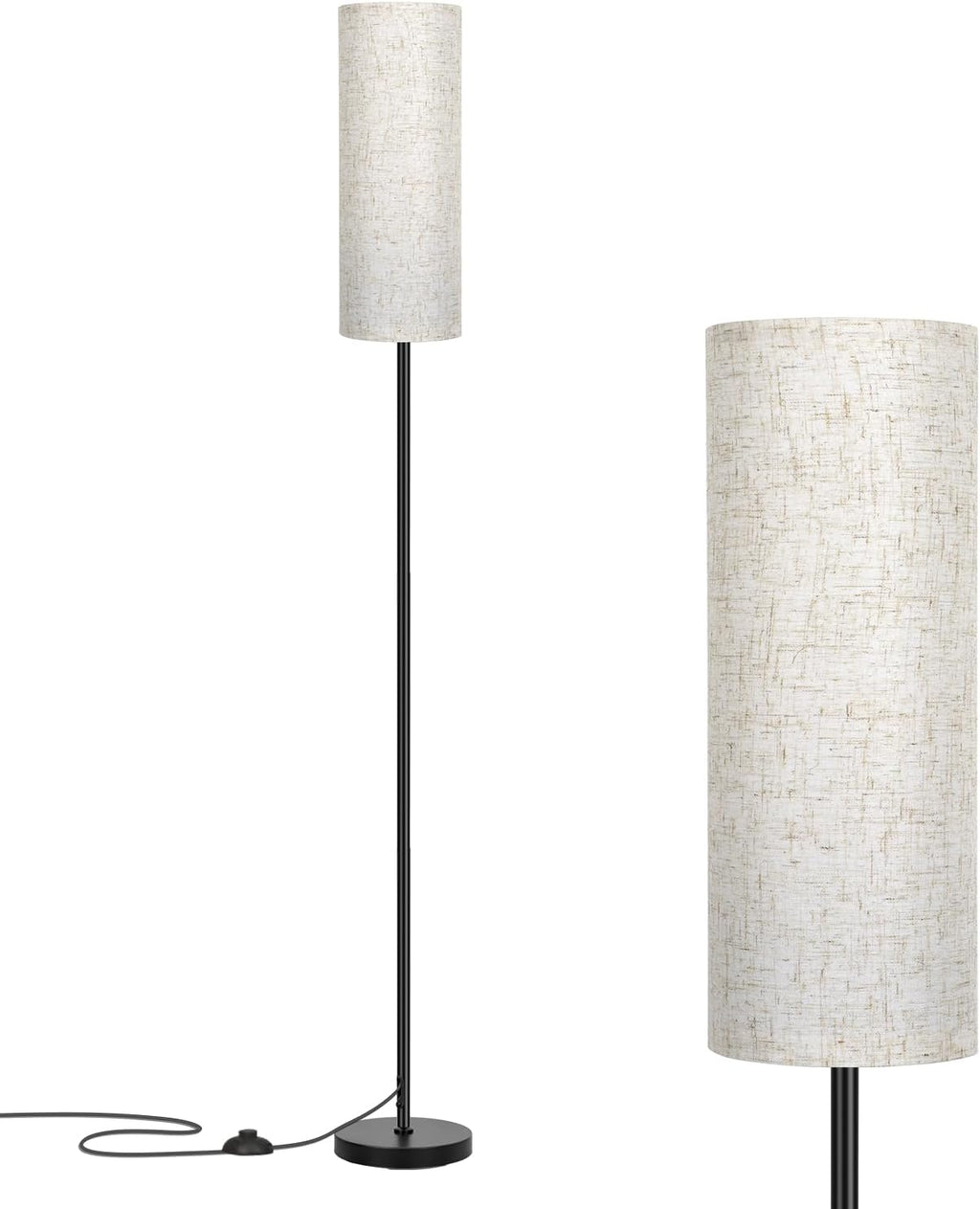 Fridekohome FRIDEKO HOME Floor Lamp with Beige Shade, Simple Design with Foot Pedal Switch, Small Tall Lamps for Living Room Bedroom Office…