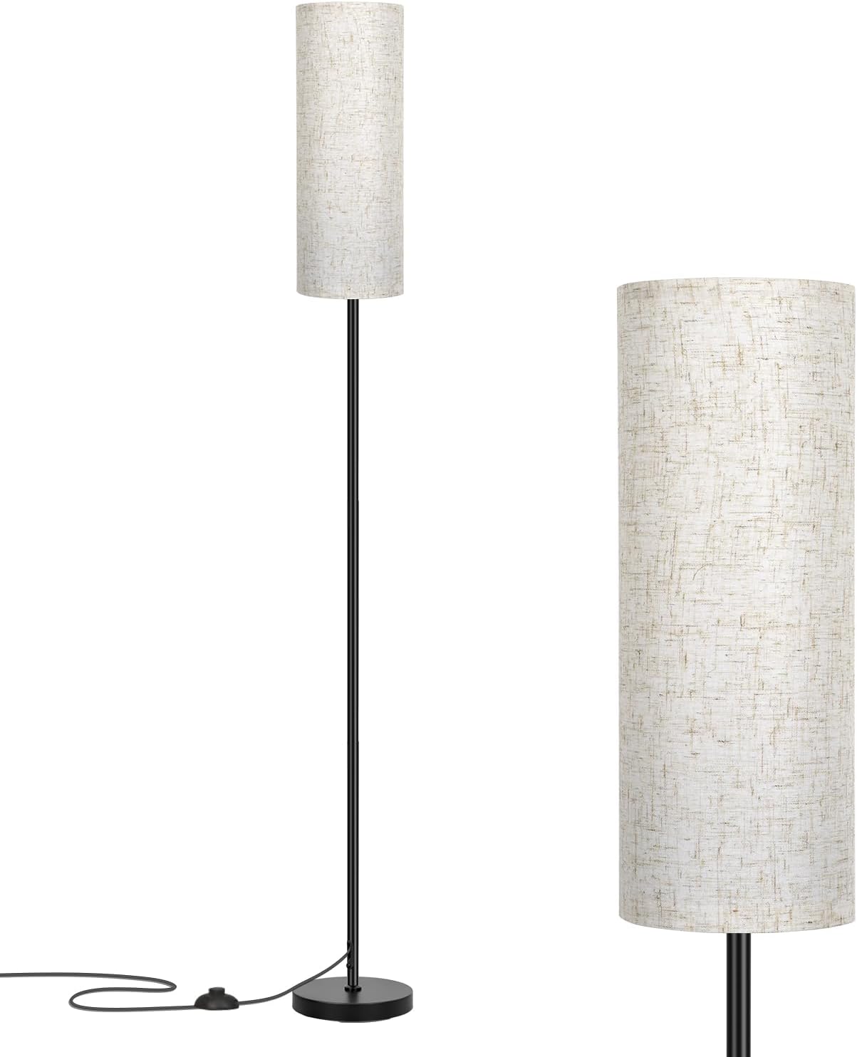 Fridekohome FRIDEKO HOME Floor Lamp with Beige Shade, Simple Design with Foot Pedal Switch, Small Tall Lamps for Living Room Bedroom Office…
