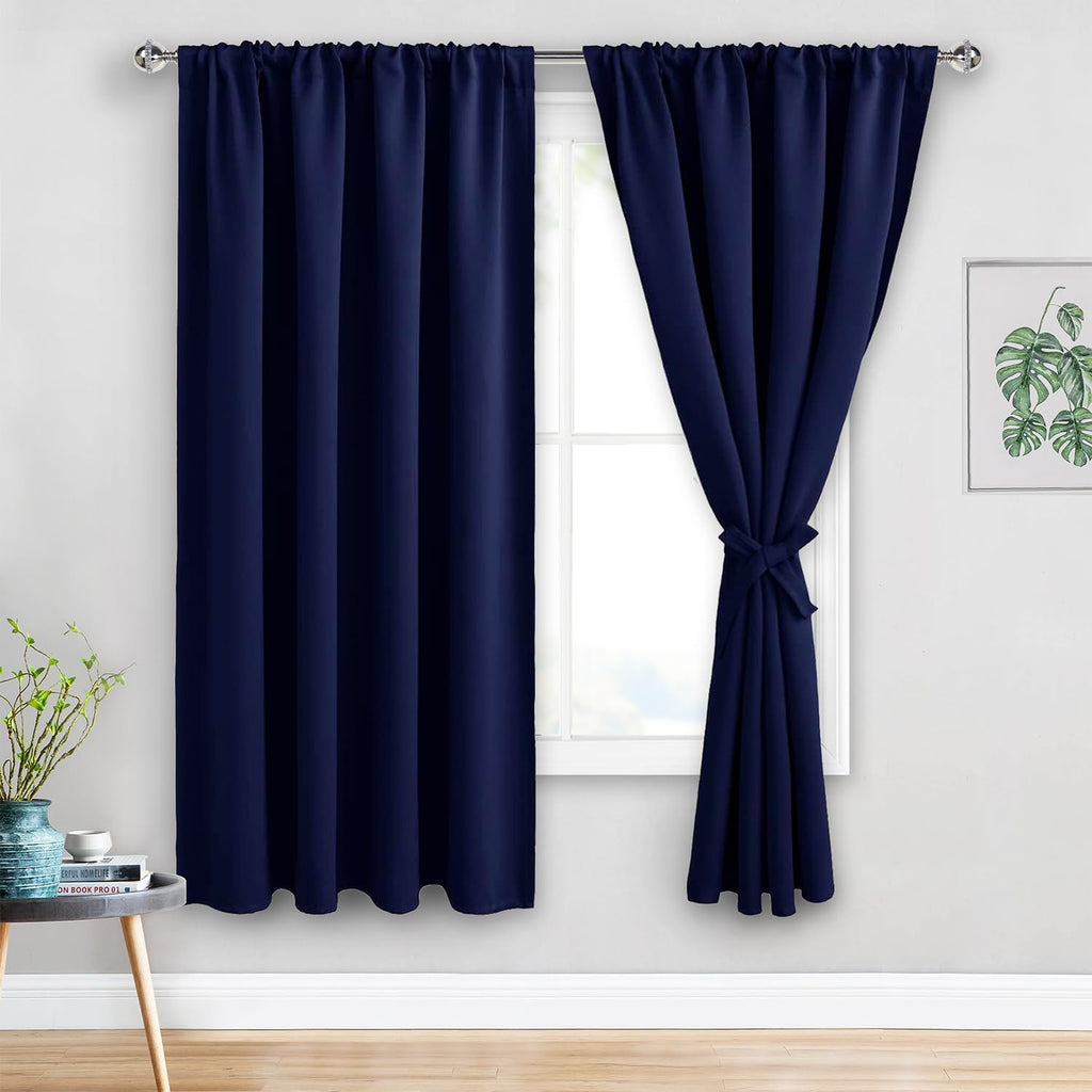 Jiuzhen Blackout Curtains for Bedroom - Thermal Insulated Room Darkening Noise Reducing, 52 x 63 Inch Length Curtains for Living Room, Set…