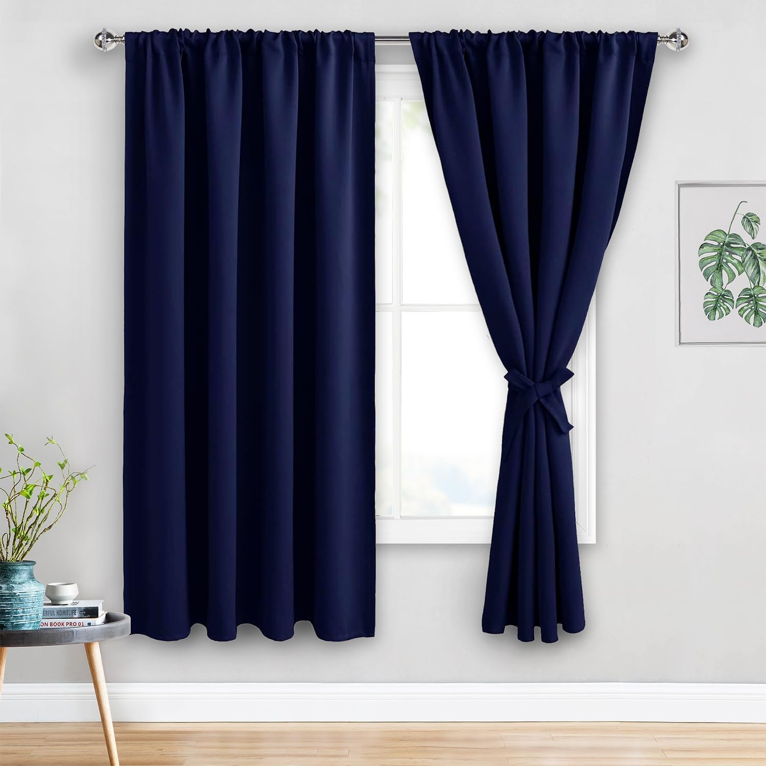 Jiuzhen Blackout Curtains for Bedroom - Thermal Insulated Room Darkening Noise Reducing, 52 x 63 Inch Length Curtains for Living Room, Set…
