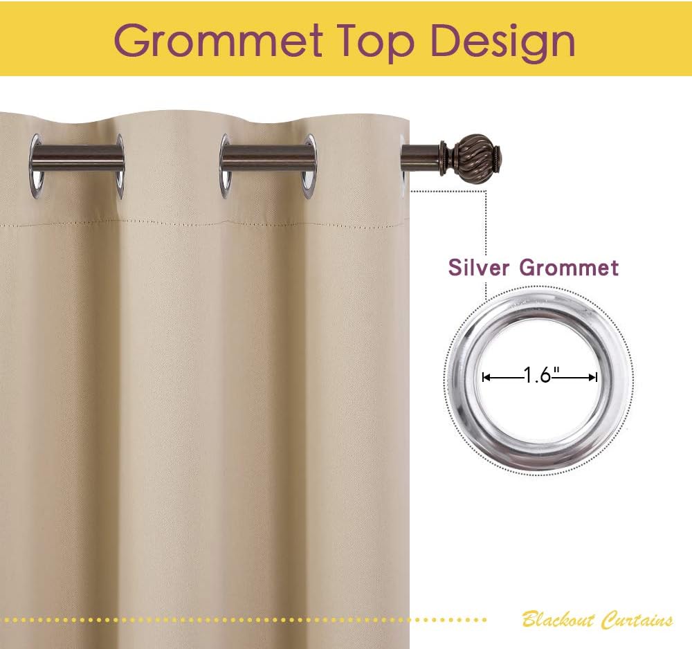 NICETOWN Thermal Room Darkening Draperies Curtains, Thermal Insulated Grommet Room Darkening Drape Panels for Bedroom (Biscotti Beige, 2…
