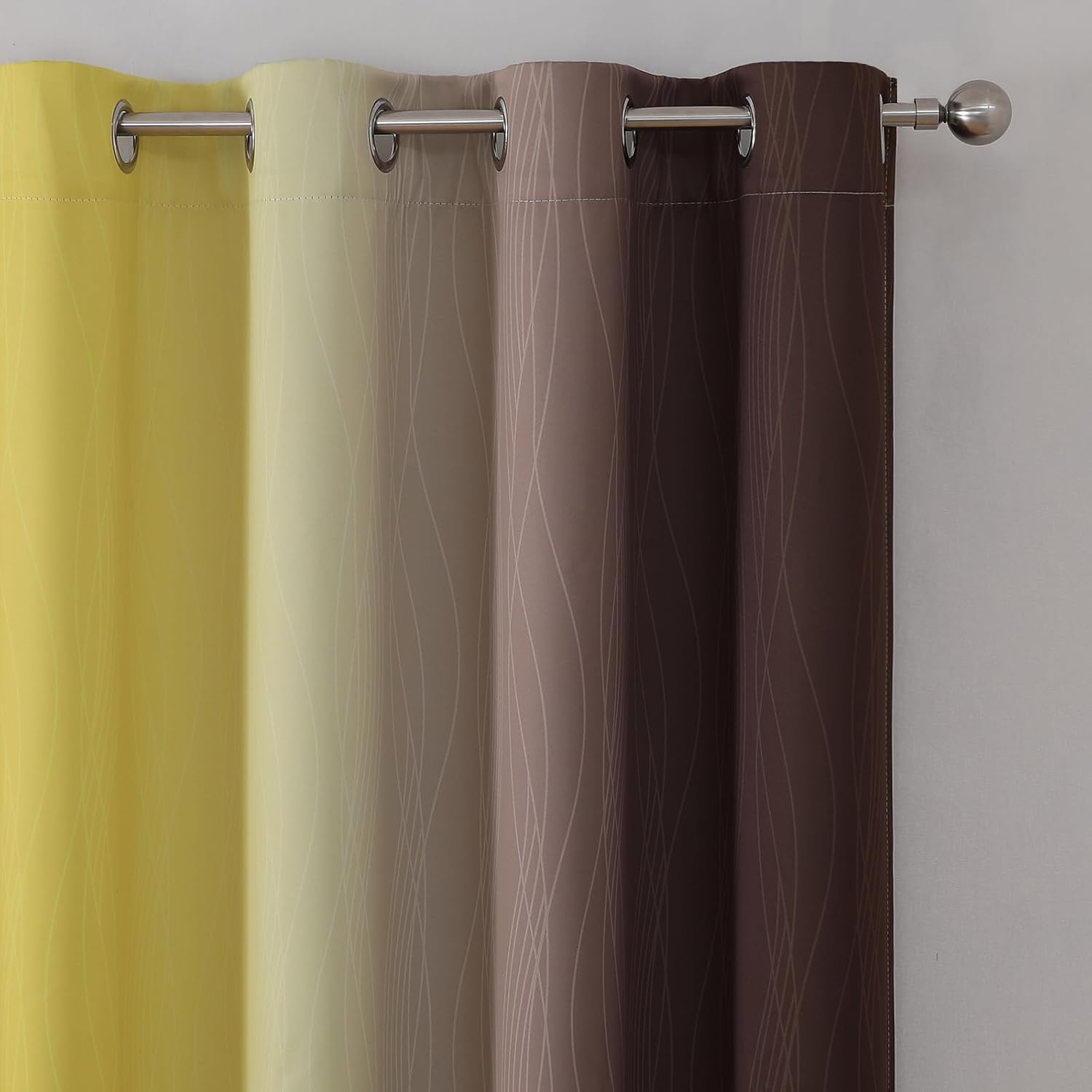 Estelartextiler Estelar Textiler Brown and Yellow Blackout Curtains for Kids Room, Full Room Darkening Grommet Ombre Curtains for Bedroom,…