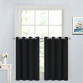 Yakamok Functional Thermal Insulated Eyelet Top Room Darkening Curtain Panels, Energy Efficient Kitchen Grommet Top Curtains for Short…