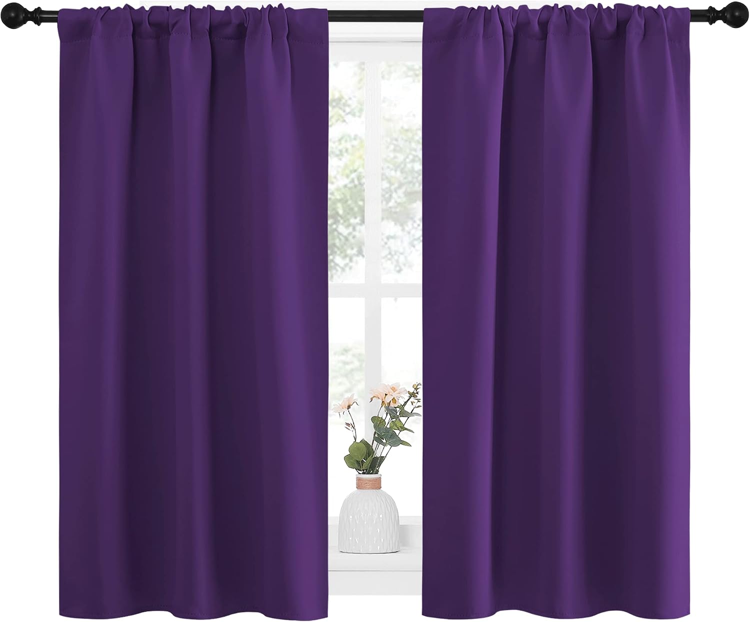 NICETOWN Kitchen Curtains Blackout Drapes & Curtains, Energy Smart Window Treatment Curtain Panels for Bedroom (Royal Purple, 34 in x 45…