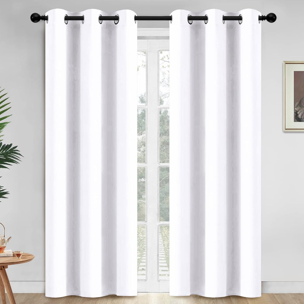 Yakamok Blackout Curtains Room Darkening Thermal Insulated Window Panels, Solid Grommet Top Drapes for Bedroom/Living Room(42Wx84L, Pure…