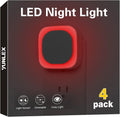 Yunlex 4 Pack Red Night Light with Dusk to Dawn Sensor, Eye-comfort Reflected Glow, 0% Blue Light True Red LED, 3-Level Brightness, Auto…