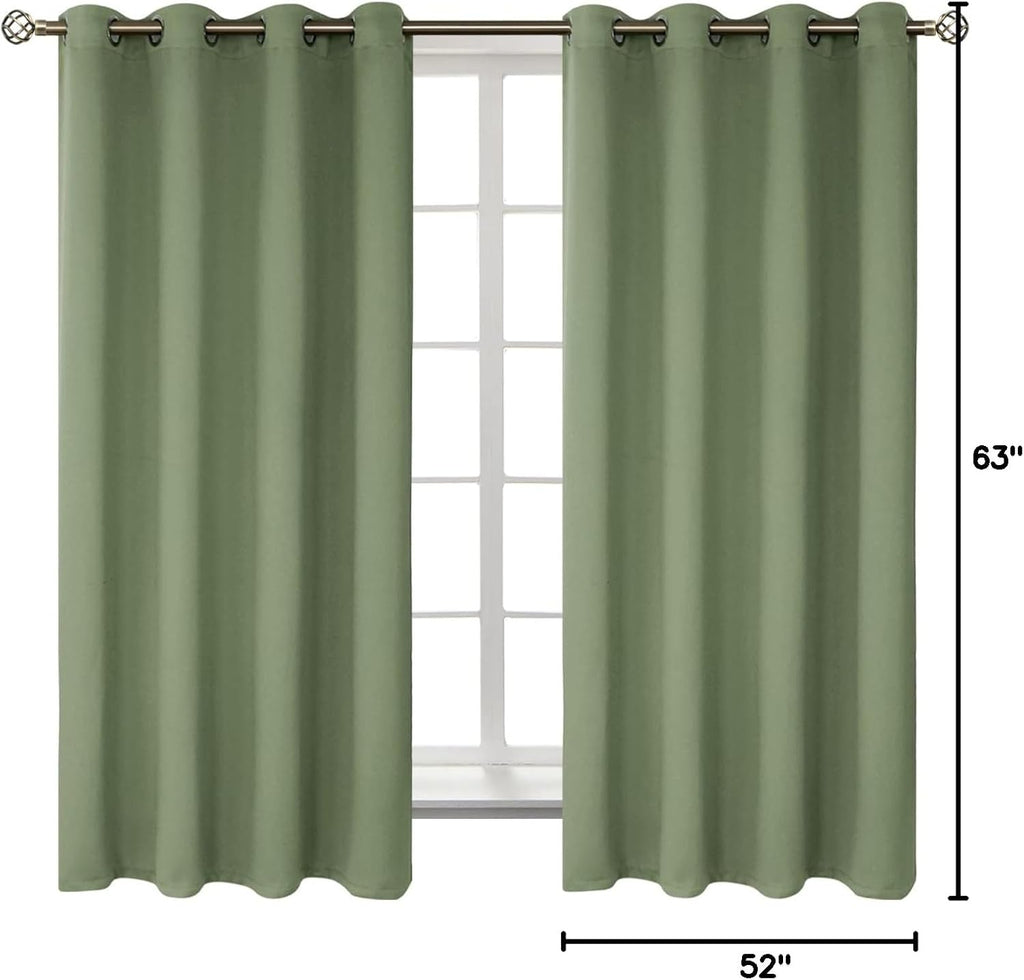 BGment Room Darkening Curtains 63 Inches Long - Grommet Thermal Insulated Drapes Window Treatment Curtains for Bedroom, 2 Panels, 52 x 63 I…