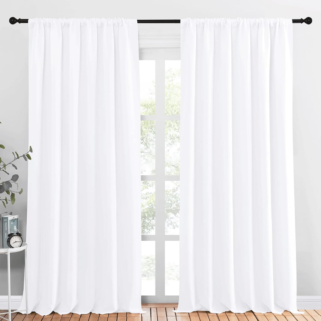 NICETOWN White Bedroom Curtain Panels - Multi-Function Noise Reducing Performance Window Treatment Thermal Insulated Rod Pocket Room…