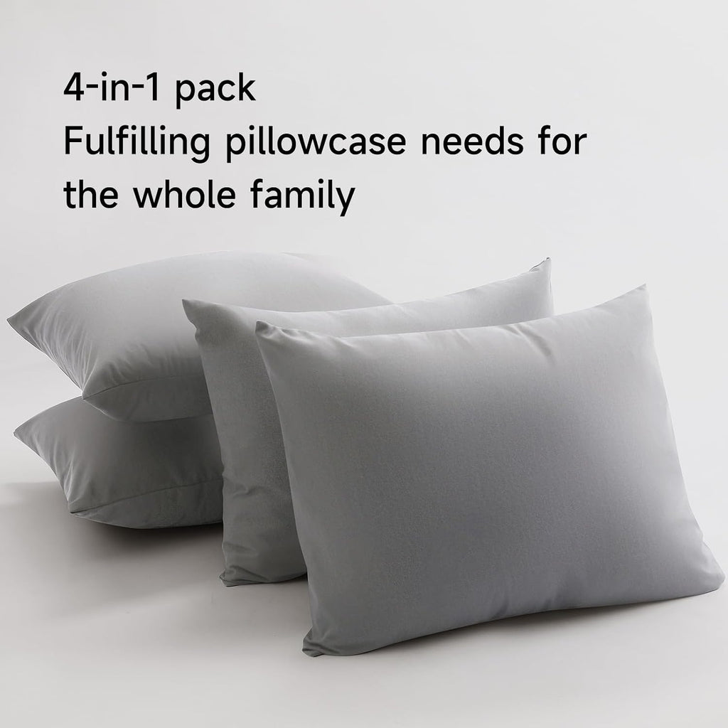 Beitefiber BEITE 4 Pack Pillow Case Protectors King -LightGray 20×36 Inches with Smooth Zipper Design -Comfortable and Skin-Friendly Pillow…