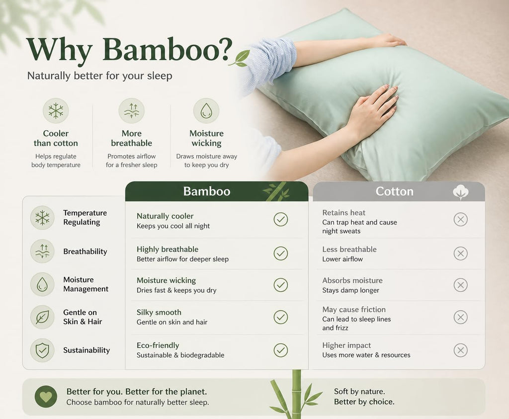 Evolive 100% Rayon Derived from Bamboo Material Cooling Breathable Standard/Queen Pillowcases Pillow Cover 20x30 inches Set of 2 with Envel…