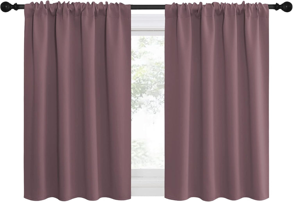 NICETOWN Kitchen Curtains, Short Blackout Curtains & Drapes, Small Window Draperies for Dining Room, Cupboard (Dry Rose, 42" W by 36" L…